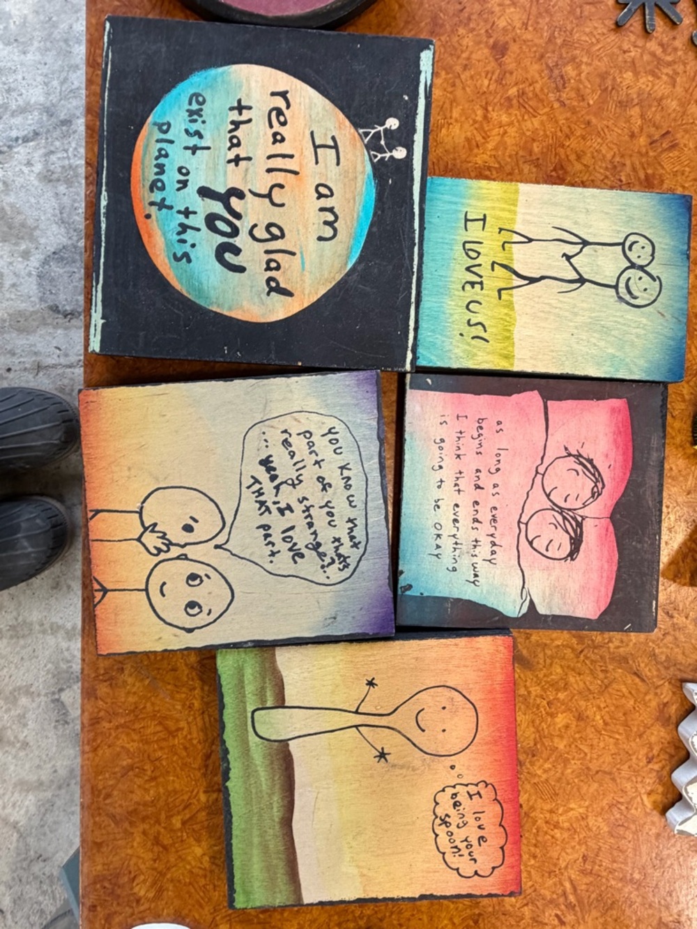 Set of 6 Whimsical Rainbow Quote Canvases